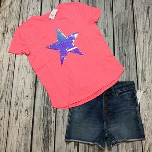 Gap Girls 6 7 8 Pink Star sequins Shirt & Short